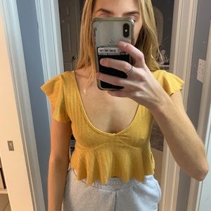 Yellow ruffle top